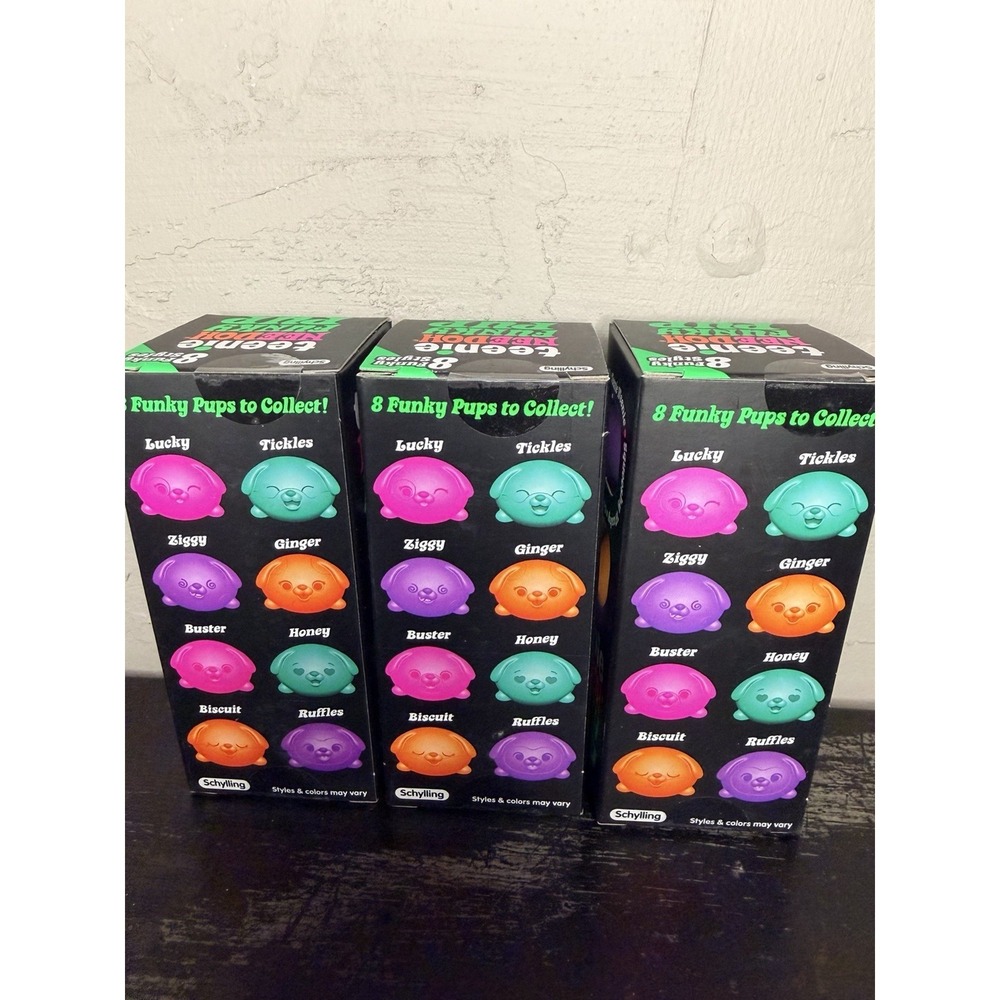 Teenie Funky Pup NeeDoh Squeeze Toy Neon Stress Ball Set of 3 Nee doh - Picture 4 of 4